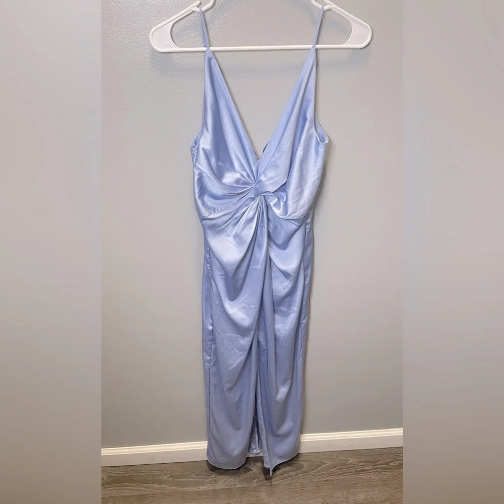 Abercrombie & Fitch Women’s Draped Twist Front Maxi Dress Light Blue‎ Size SP